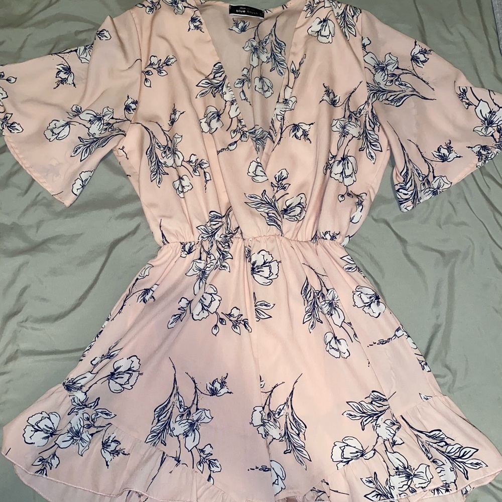 Blush pink floral romper